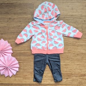 Watermelon sweatshirt and jean legging set 6-9mo